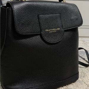 VIOLA CASTELLANI Italian Black Leather Backpack Bag